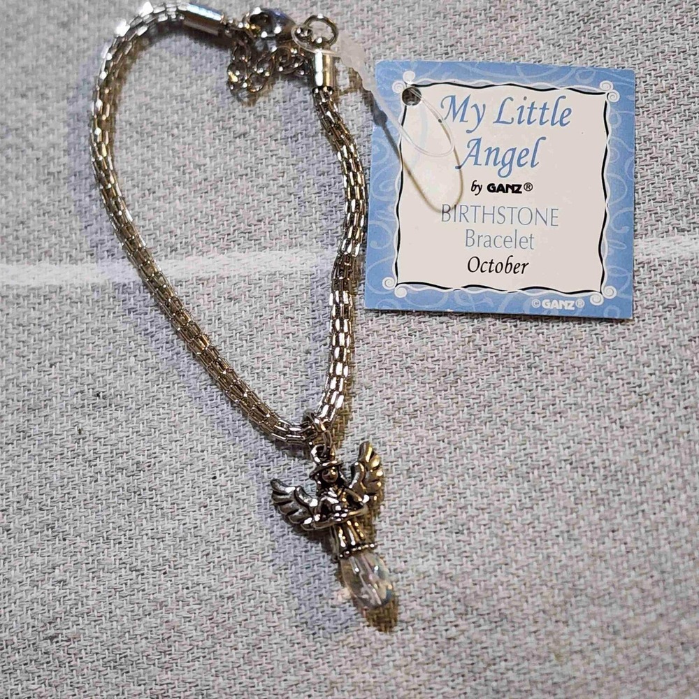 NWT Ganz My Little Angel Chain Link Bracelet Angel Charm October